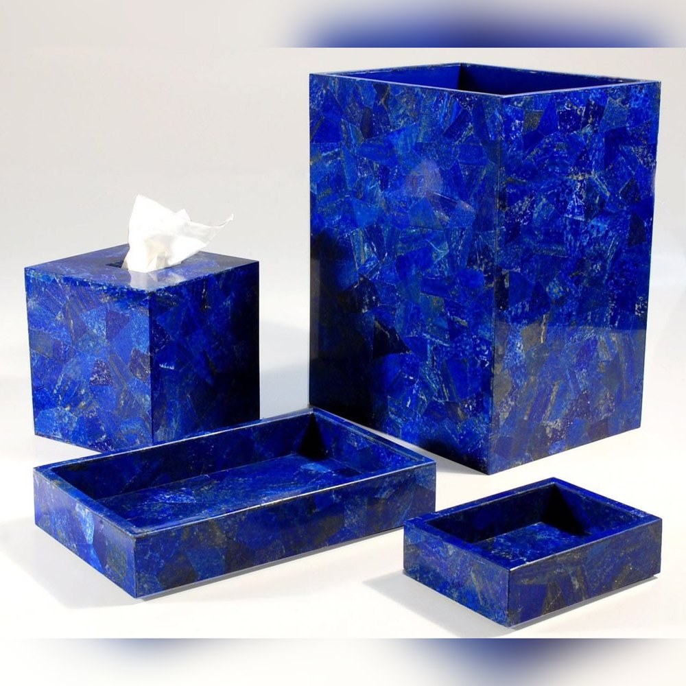 Lapis lazuli bath accessory set