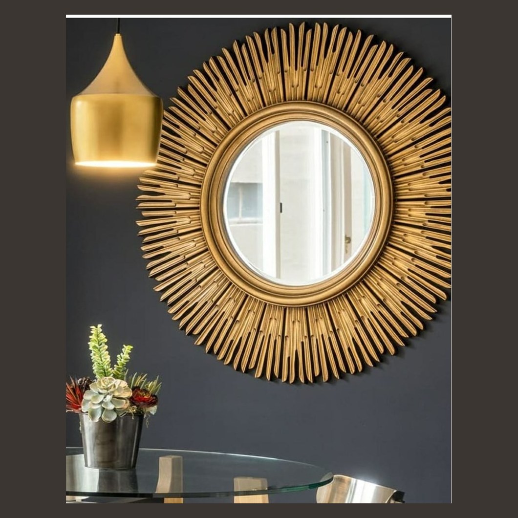 Gold sunburst wall mirror