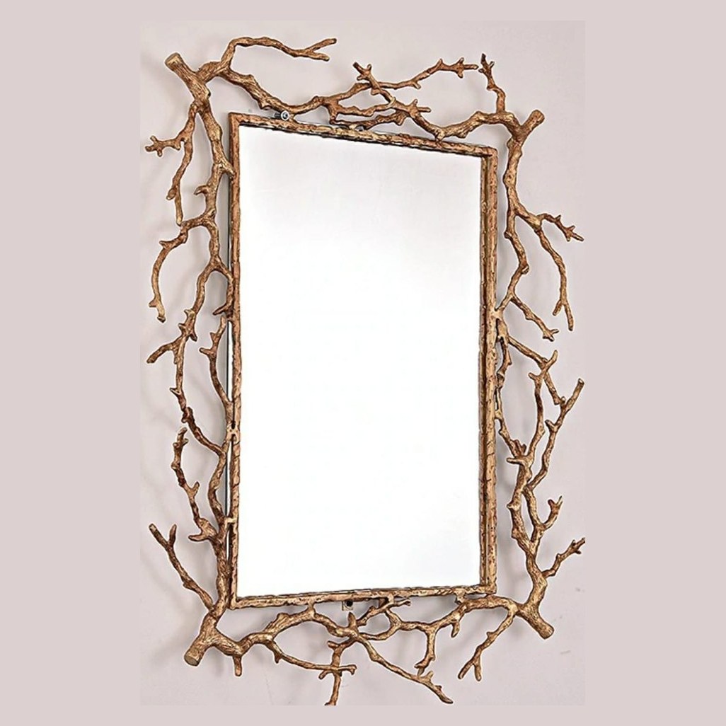 Brass branch wall mirror