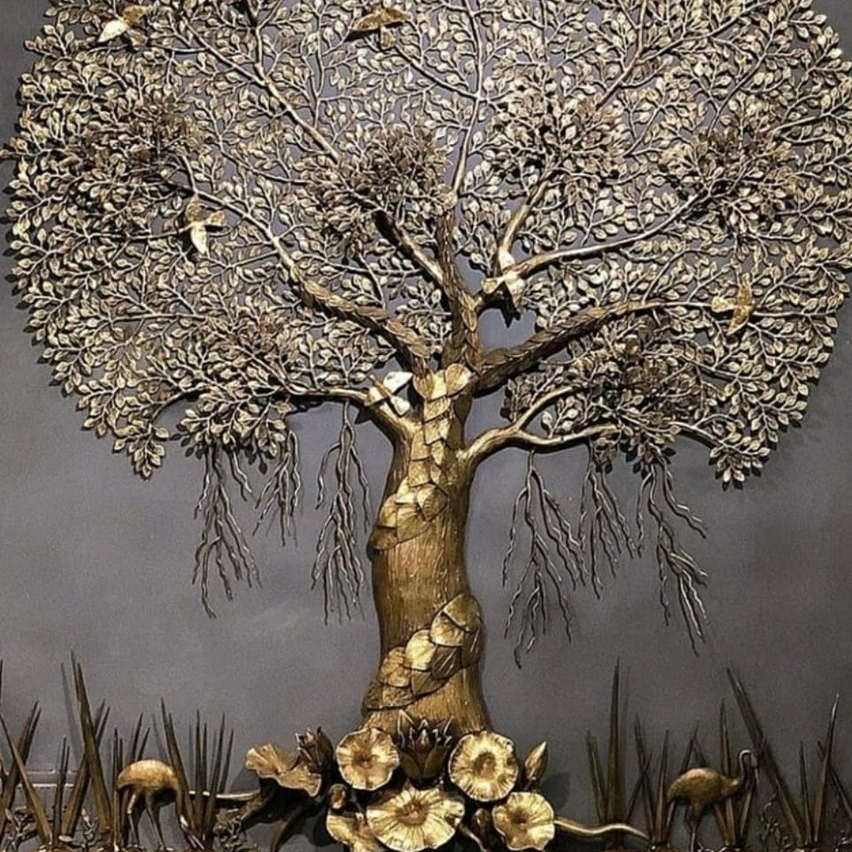 Brass tree of life wall art