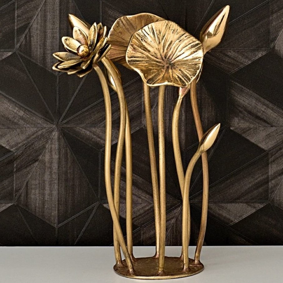 Brass lotus sculpture