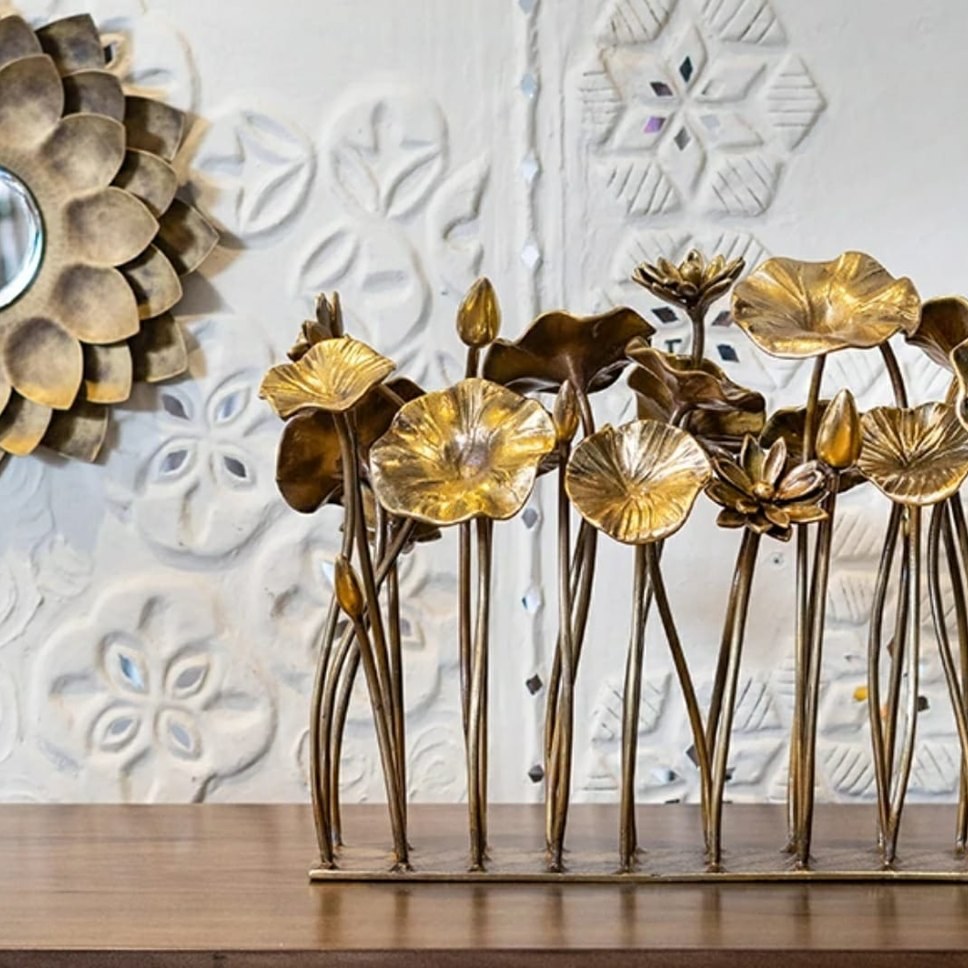 Brass lotus table centrepiece