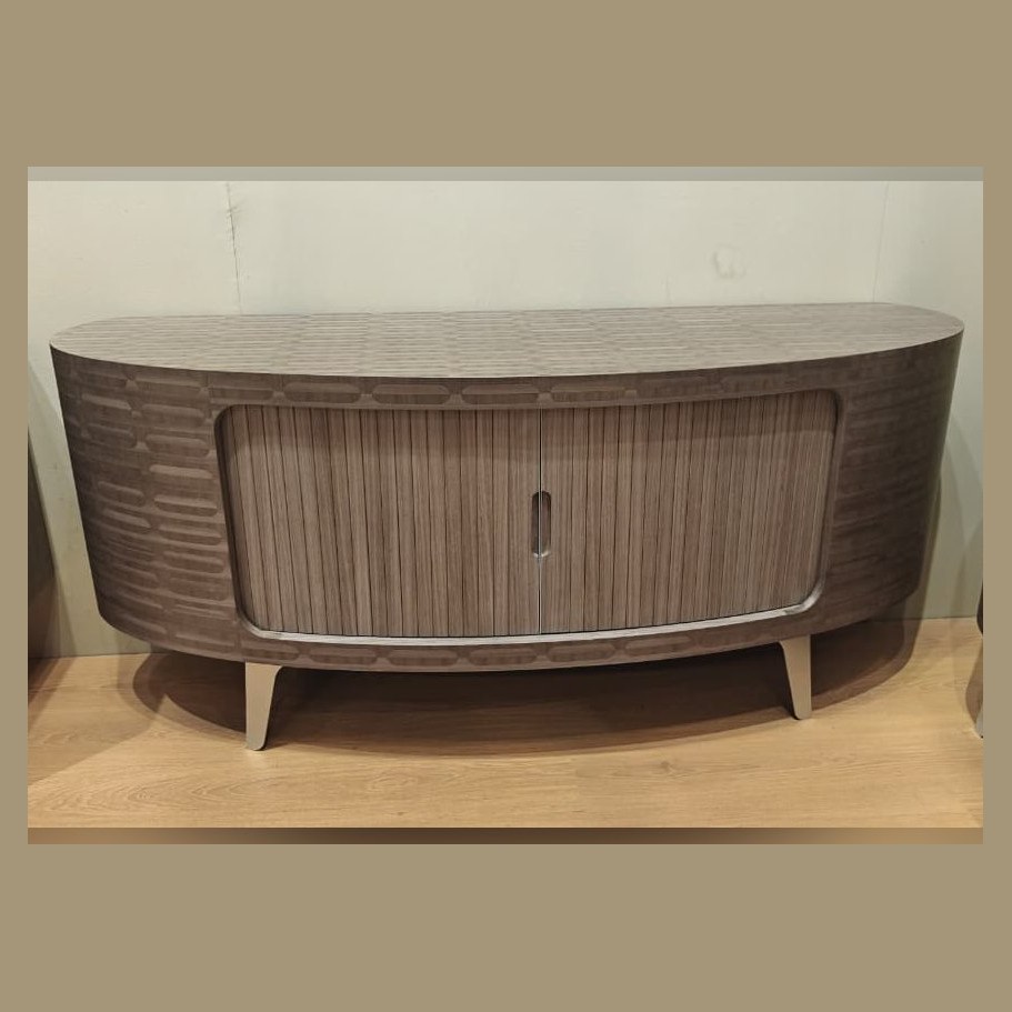 Curved tambour-door cabinet