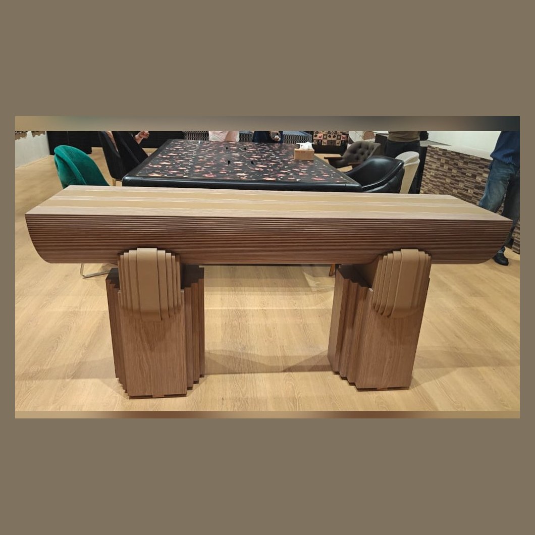 Fluted wood console table