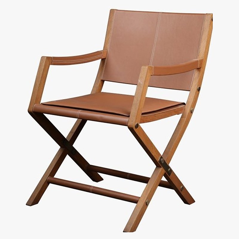 Leather folding armchair