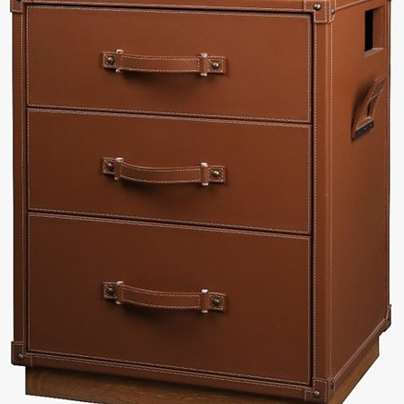 Leather three-drawer chest