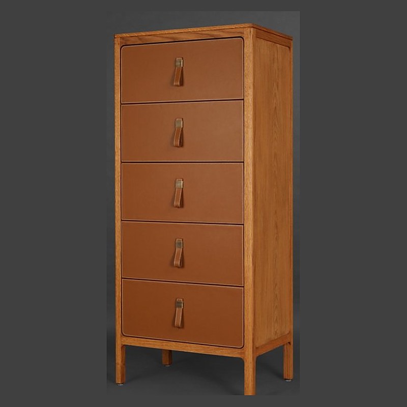 Leather tall chest of drawers