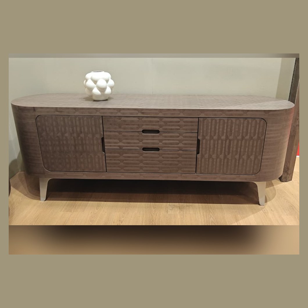 Oval veneer sideboard with drawers