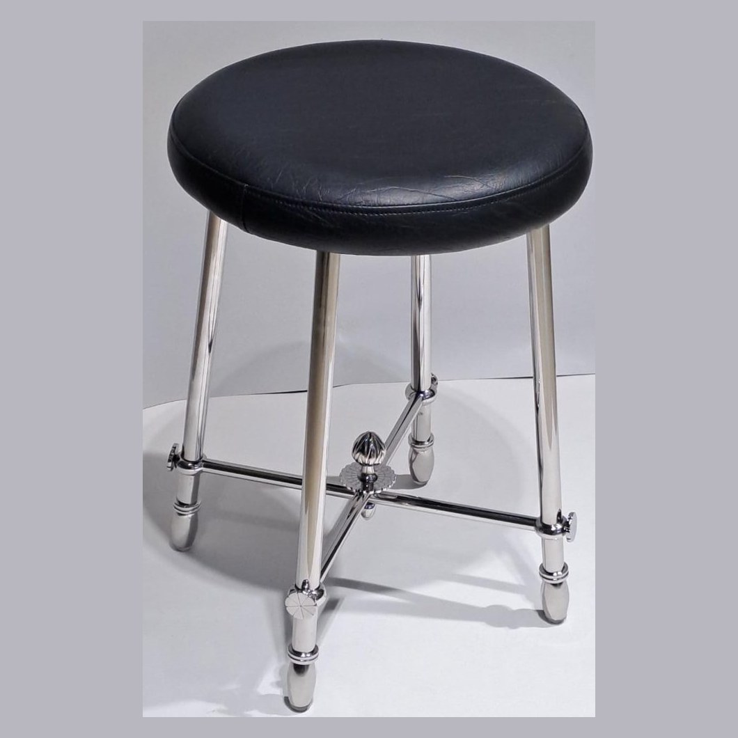 Leather stool with nickel legs