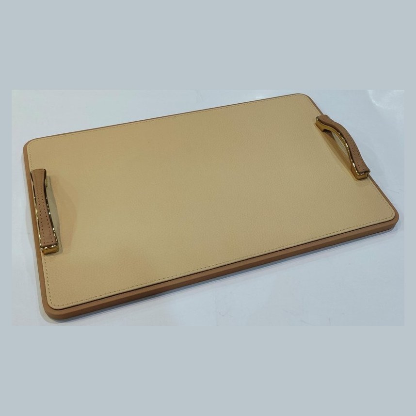 Cream leather tray