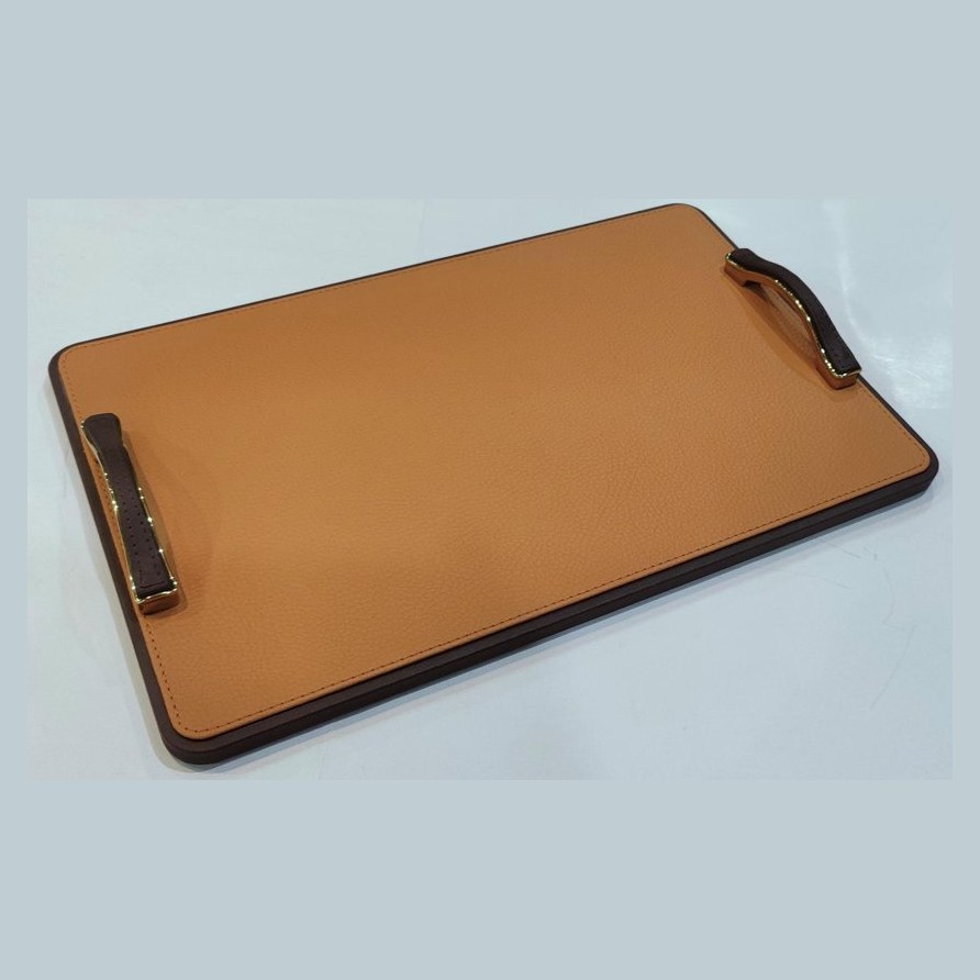 Tan leather tray