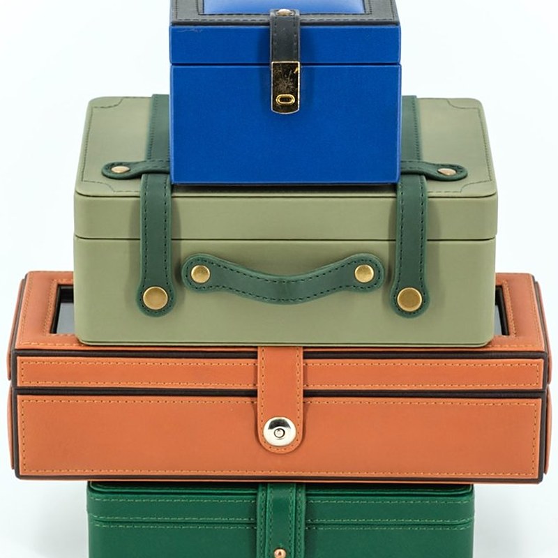 Leather jewellery and watch boxes