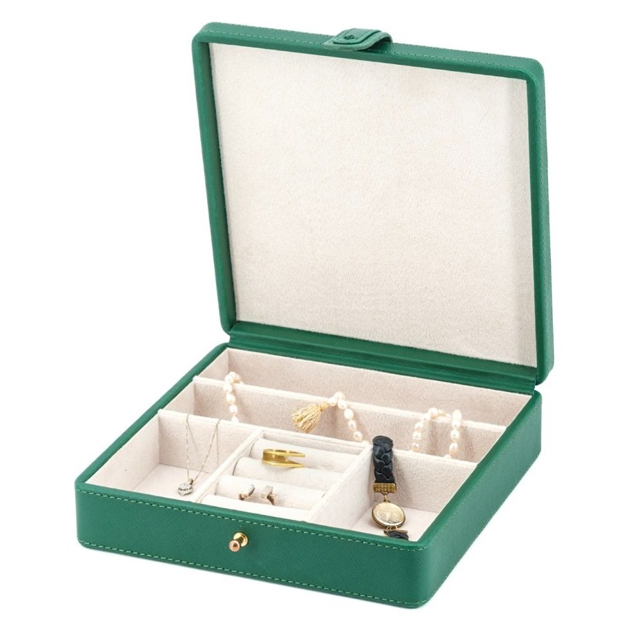 Green leather jewellery box