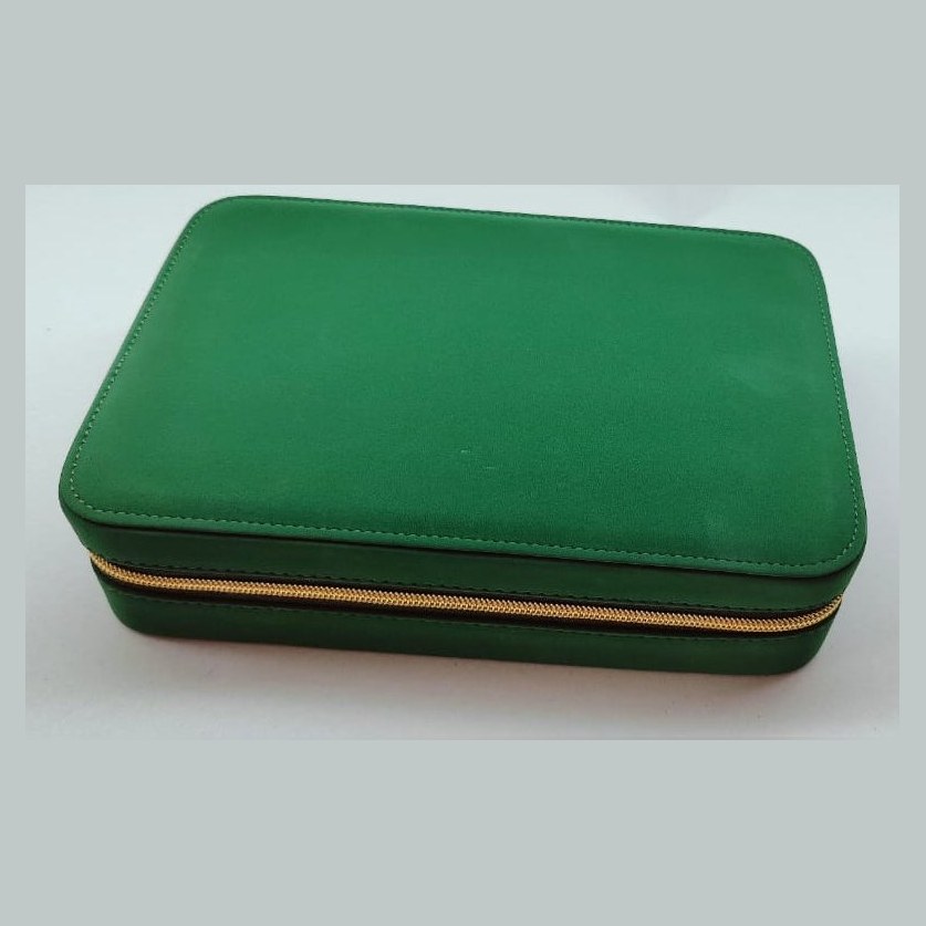 Green leather zip travel case