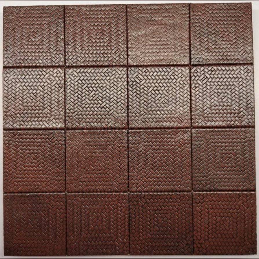 Brown embossed square leather tiles (ADL 004)