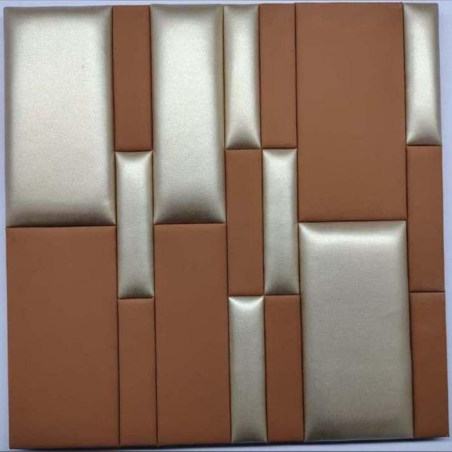 Tan and champagne block leather panel (ADL 009)