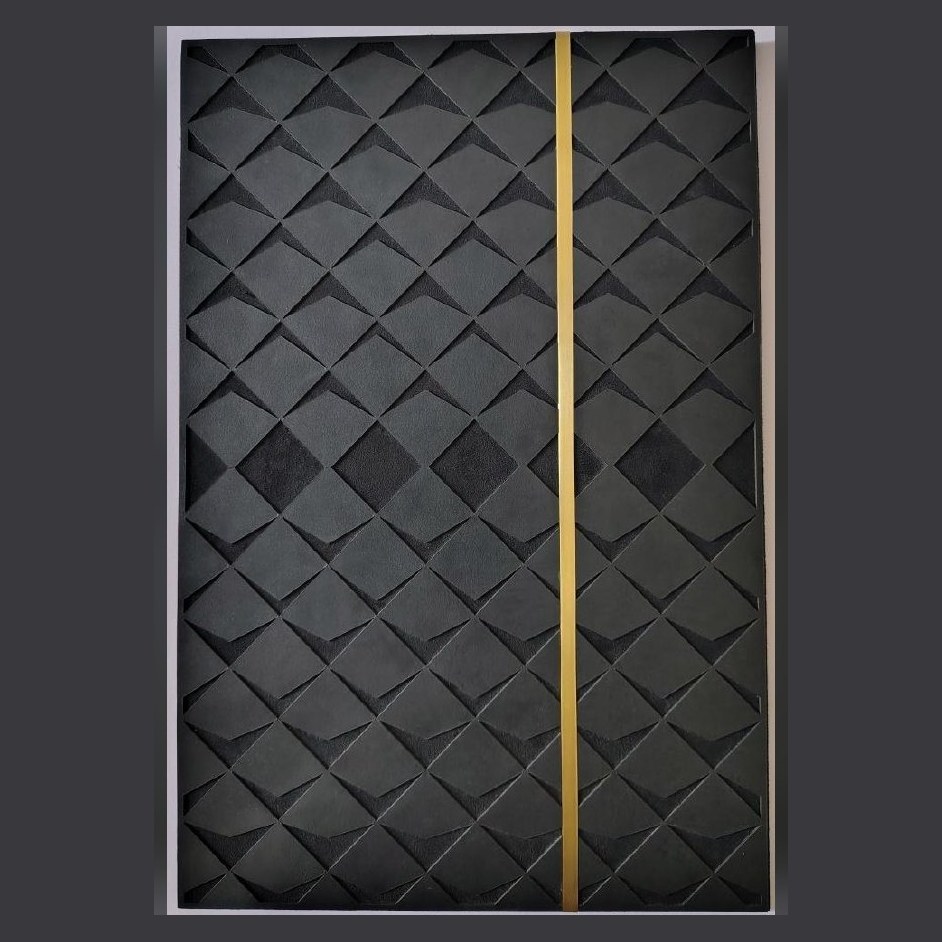 Black diamond leather panel with brass strip (ADL 010)