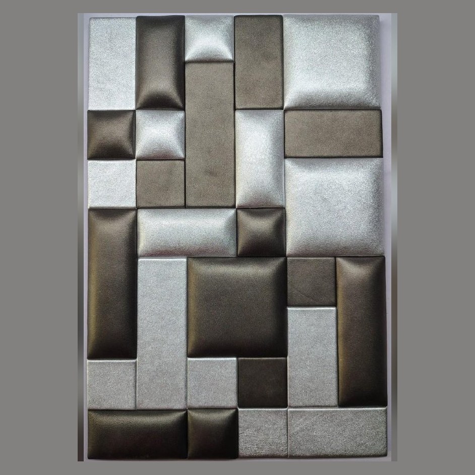 Silver and bronze block leather panel (ADL 023)