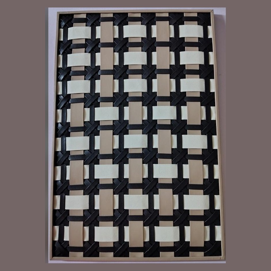 Black, ivory and taupe woven leather panel (ADL 026)
