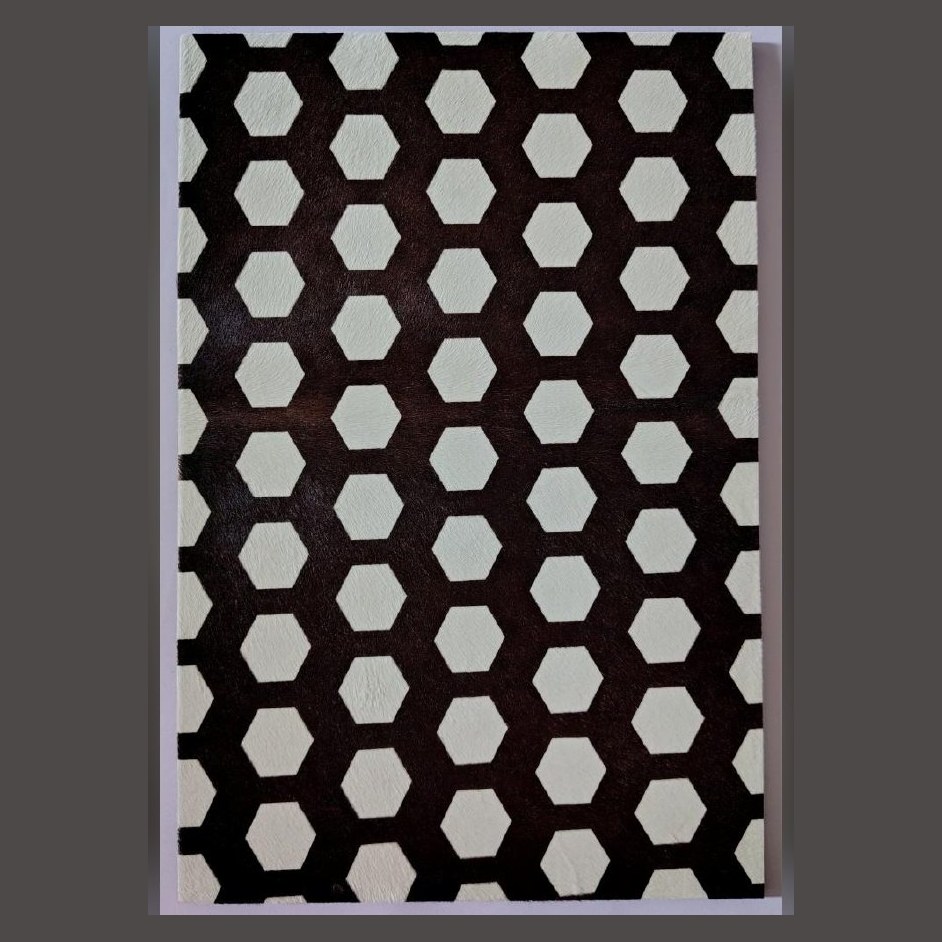 Brown and ivory hexagon leather panel (ADL 027)