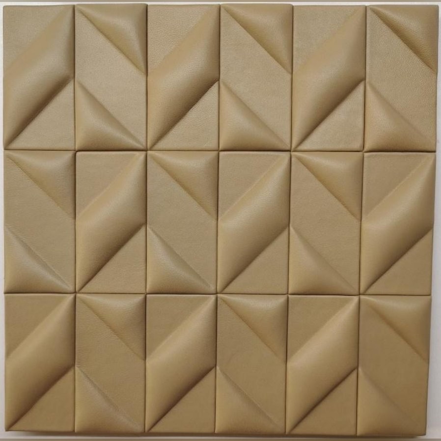 Beige faceted triangle leather panel (ADL 031)