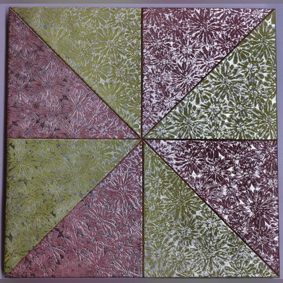 Pink and green pinwheel leather panel (ADL 033)