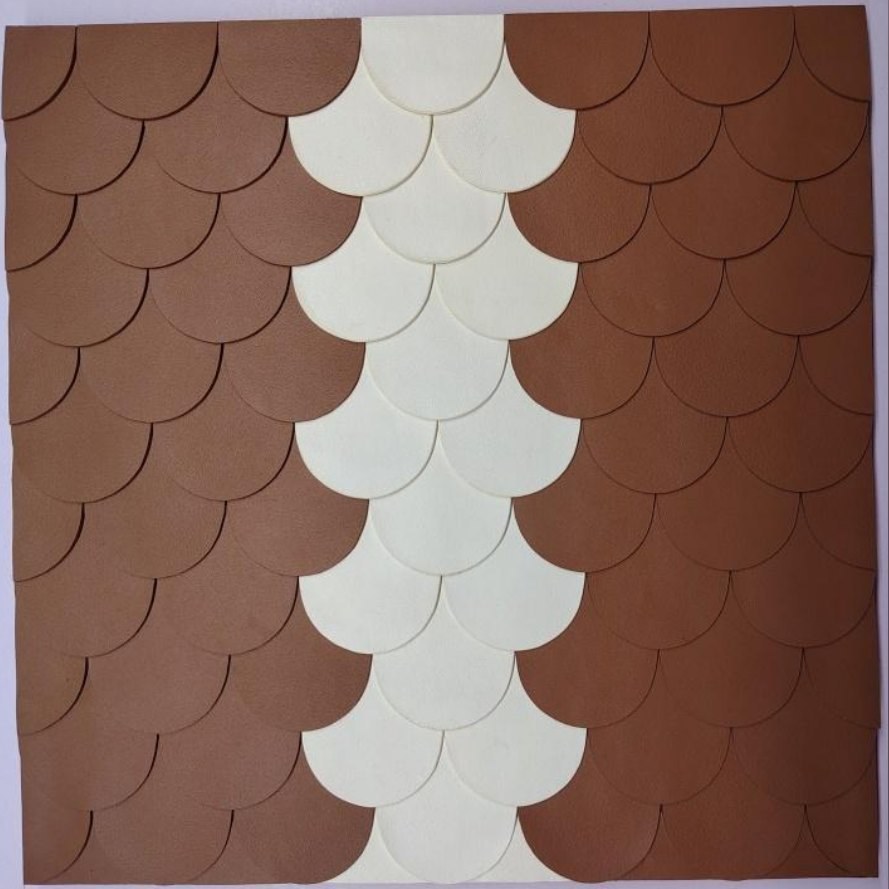 Brown and ivory scallop leather panel (ADL 034)