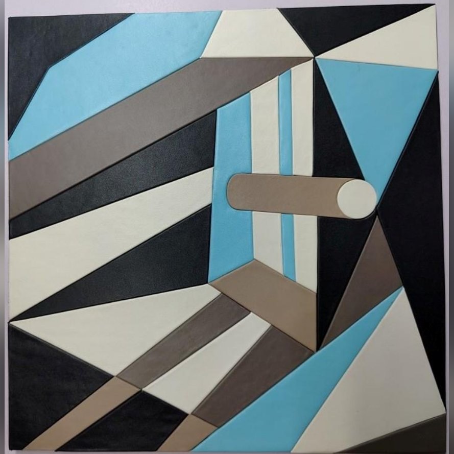 Abstract geometric leather panel (ADL 035)