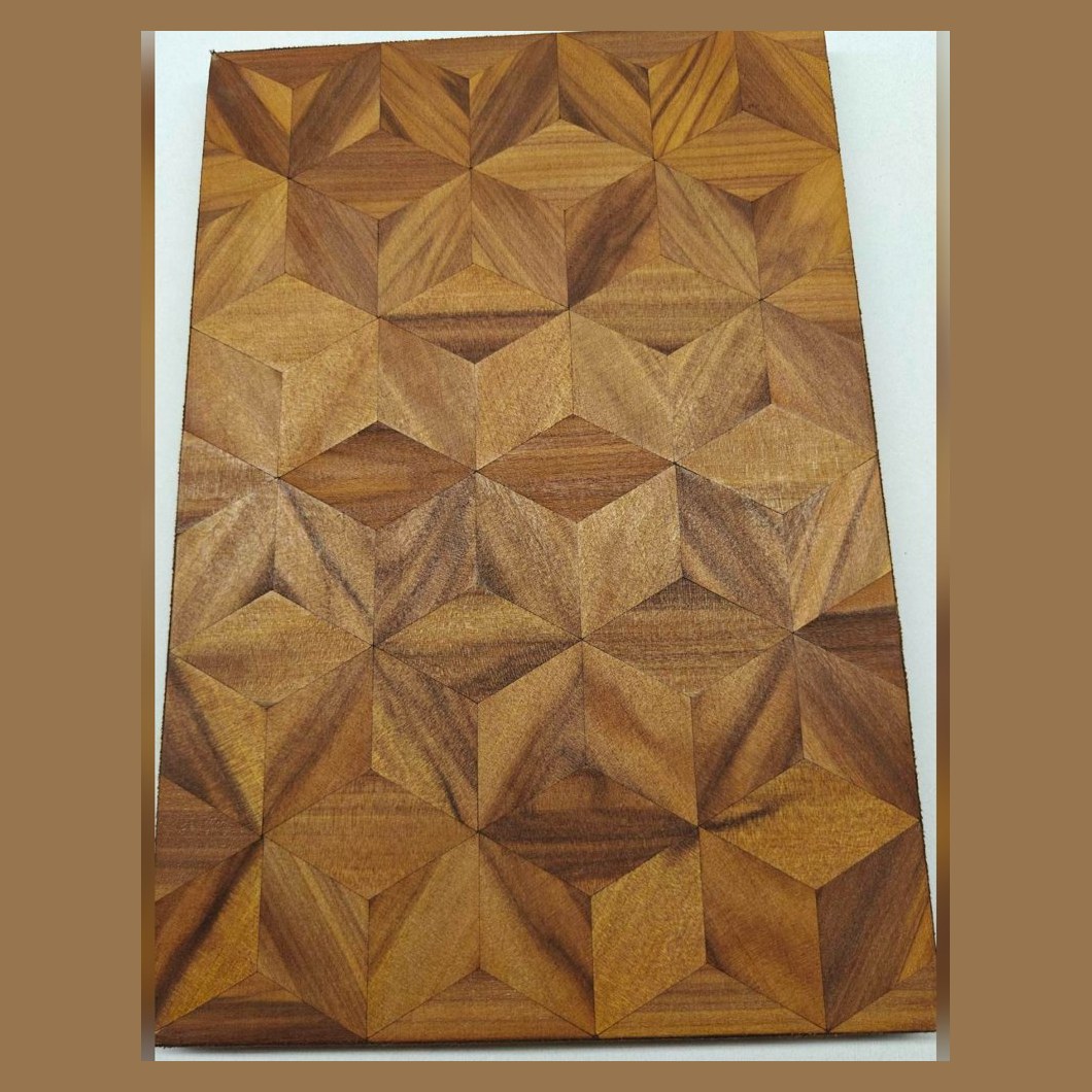 Teak star pattern veneer