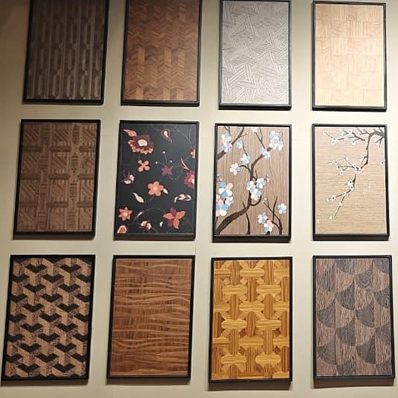 Marquetry veneer wall panels