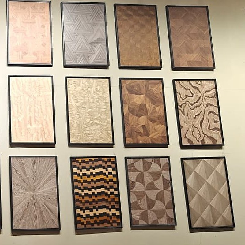Geometric veneer wall panels