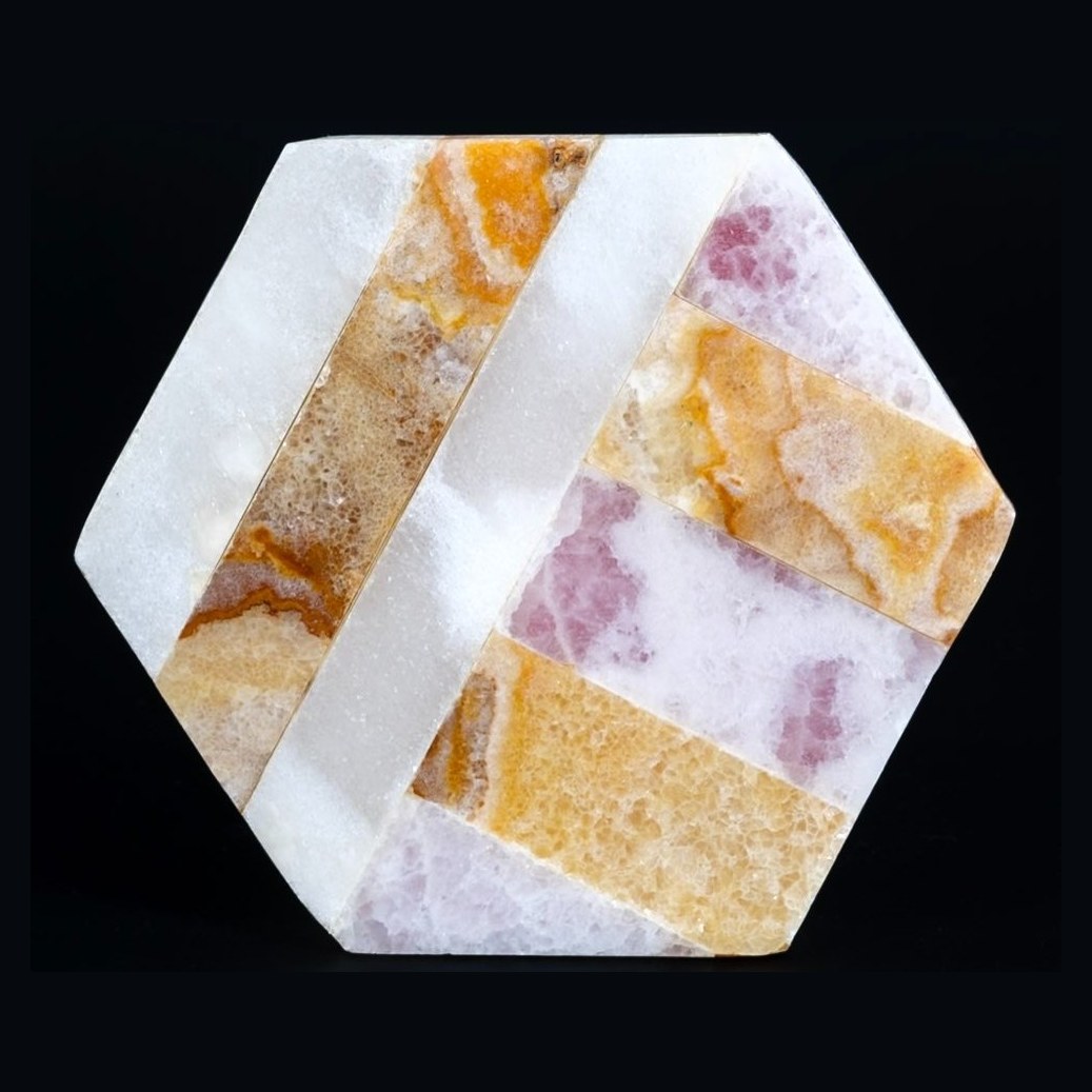 Onyx and selenite stone inlay