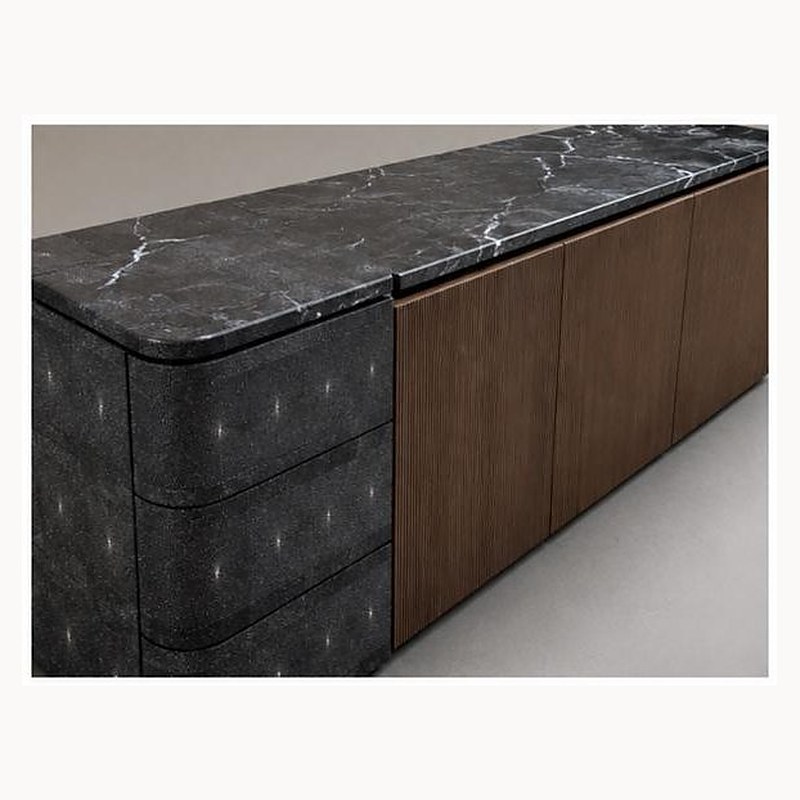 Shagreen sideboard with marble top