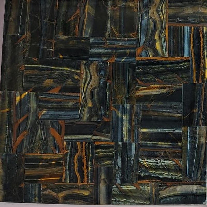 Blue tiger eye stone inlay
