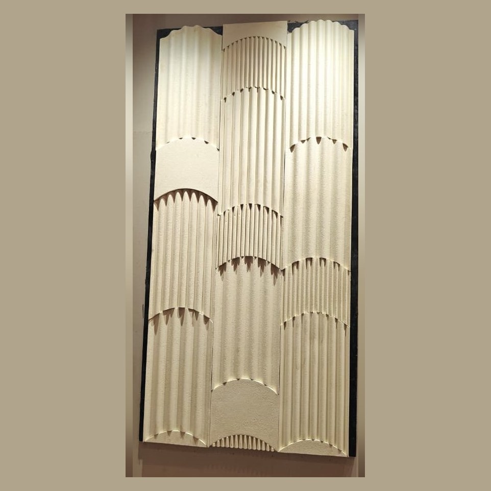 Fluted cream stone wall panel