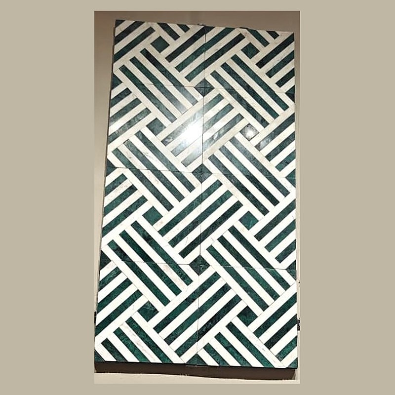 Green and white weave stone panel