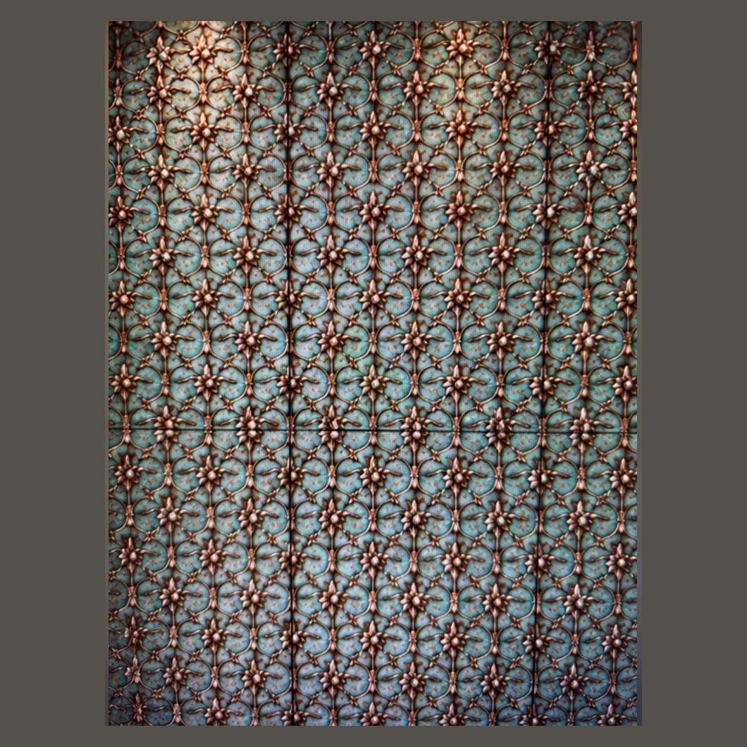 Patina metal lattice wall panel