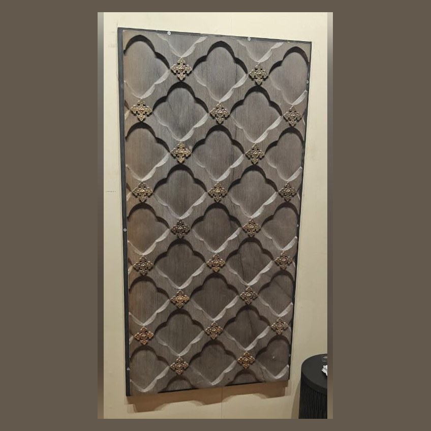 Grey quatrefoil wall panel