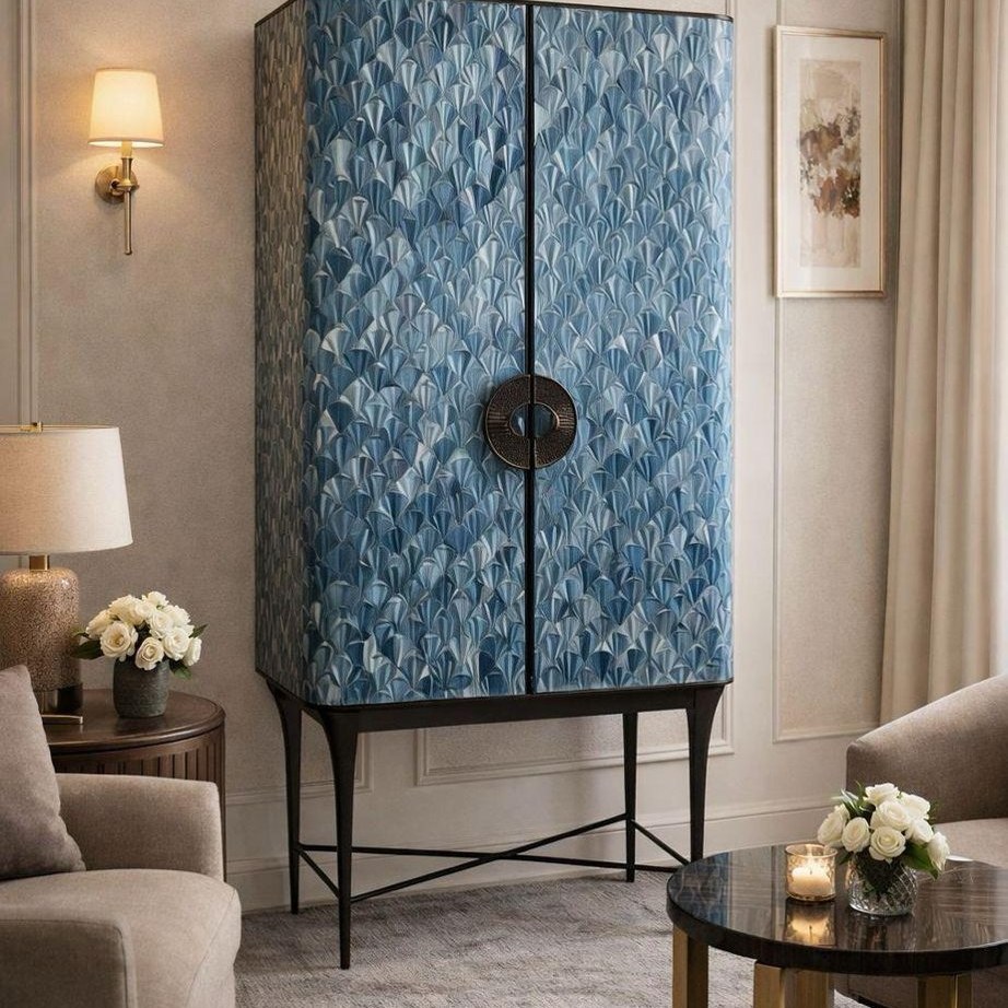 Blue straw bar cabinet