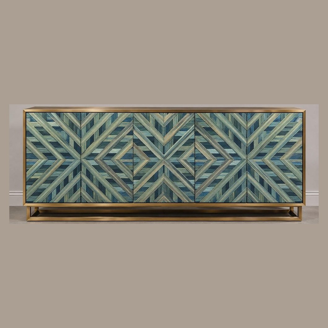 Teal straw sideboard