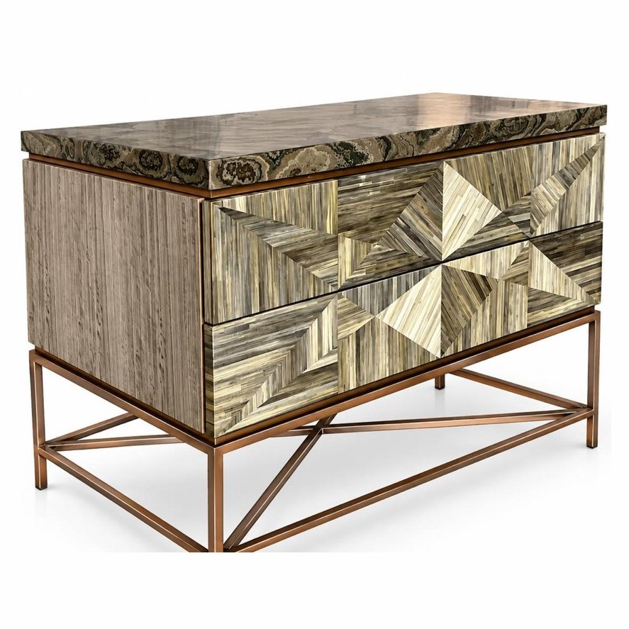Straw bedside chest