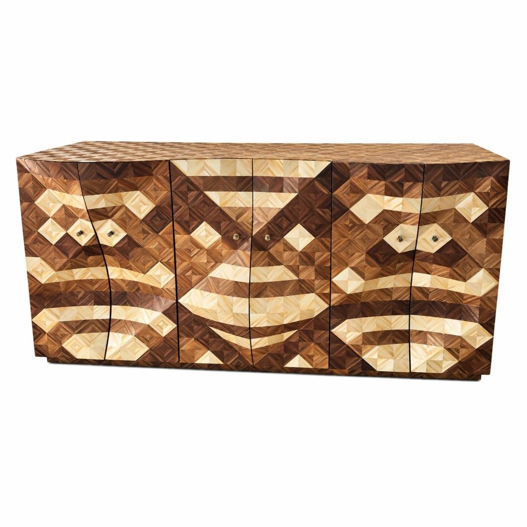 Patterned straw sideboard