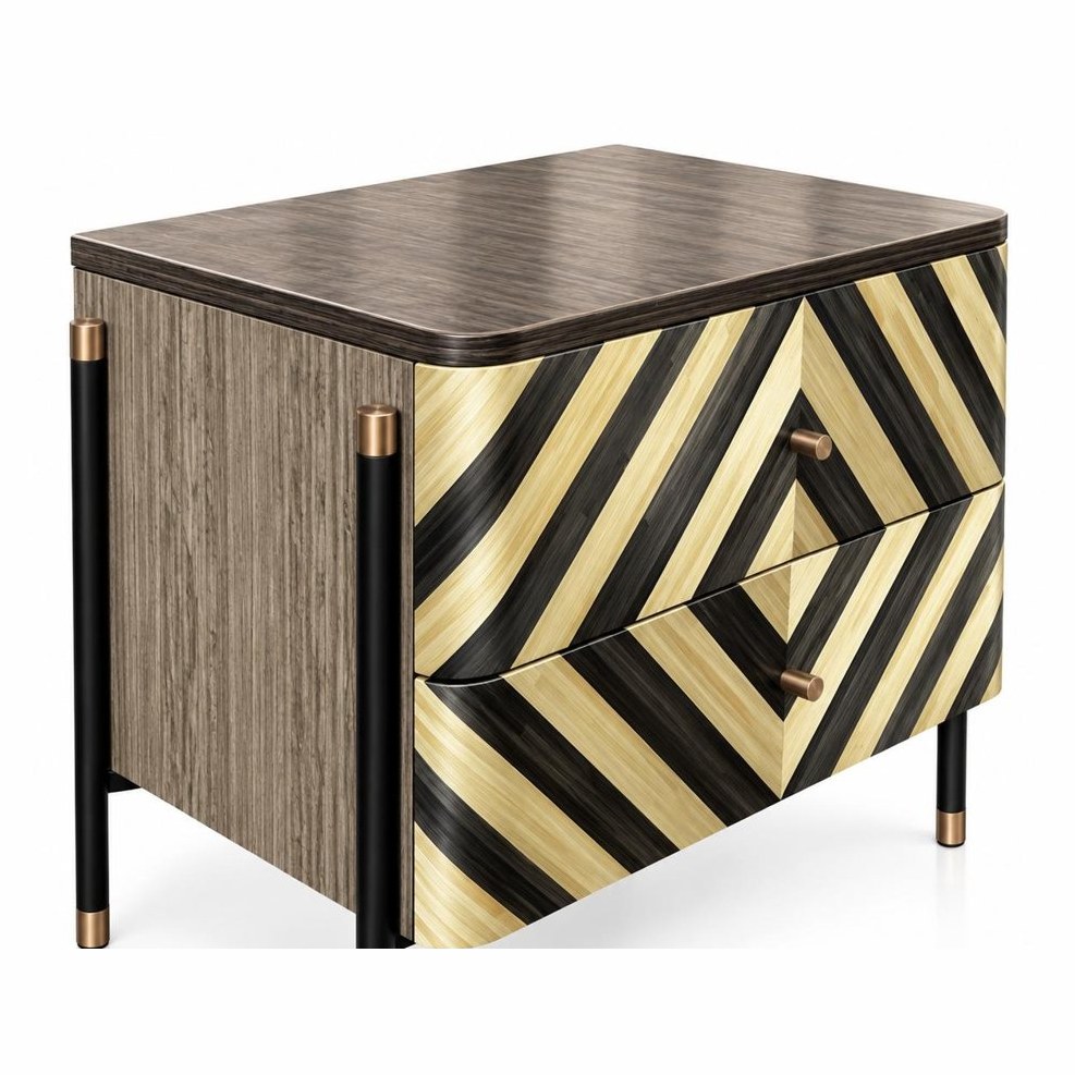 Striped straw nightstand