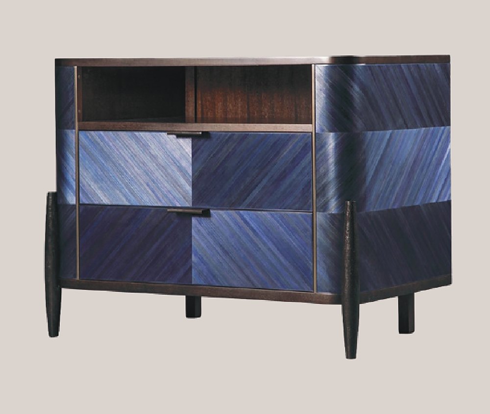 Blue straw chest of drawers
