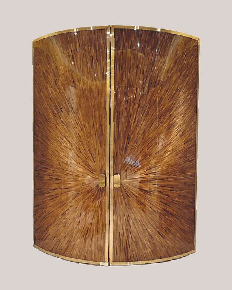 Amber sunburst curved straw doors