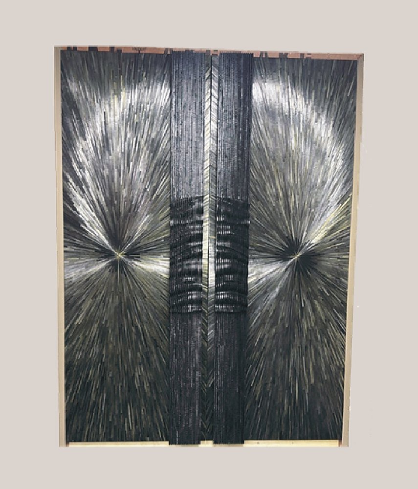 Black sunburst straw doors