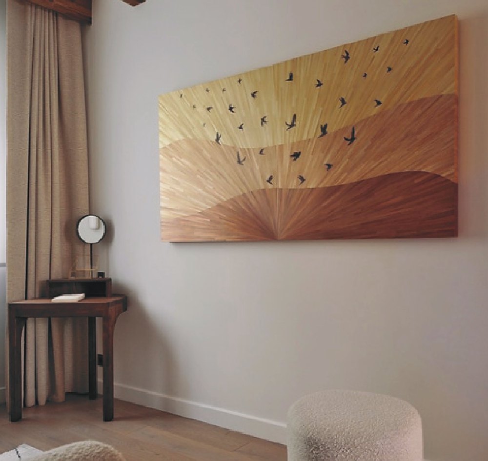 Birds in flight straw wall panel