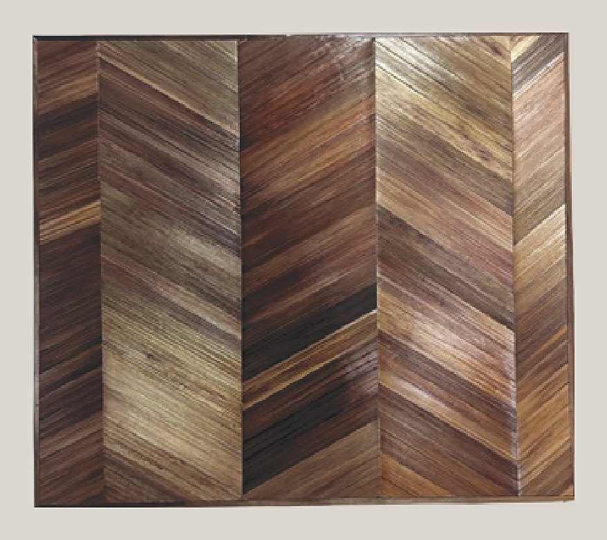 Brown vertical chevron straw panel