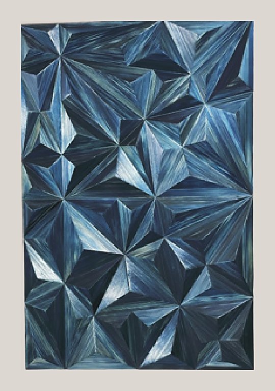 Steel blue faceted straw panel