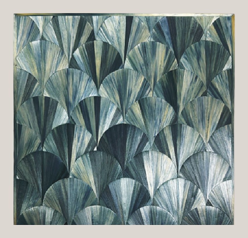 Blue-grey scallop straw panel